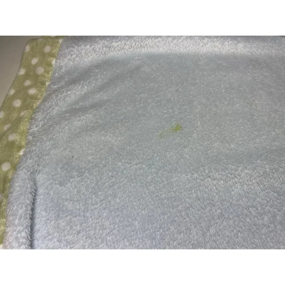 Cocalo Blue Elephant Baby Blanket Green Polka Dot Trim Plush Embroidered *READ*